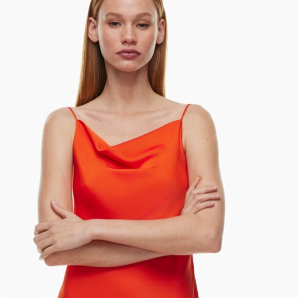 Aritzia Satin Dress in Coral - Picture 3 of 5